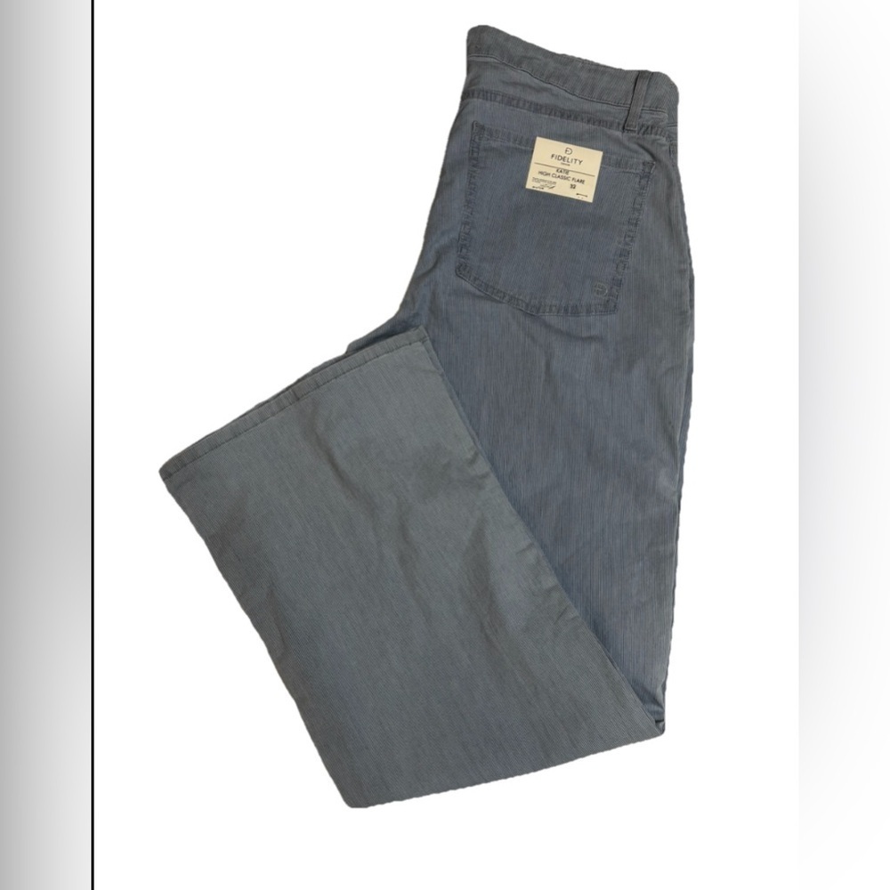 FIDELITY Denim Katie High Classic Flare Jeans Summer Stripe SZ 32